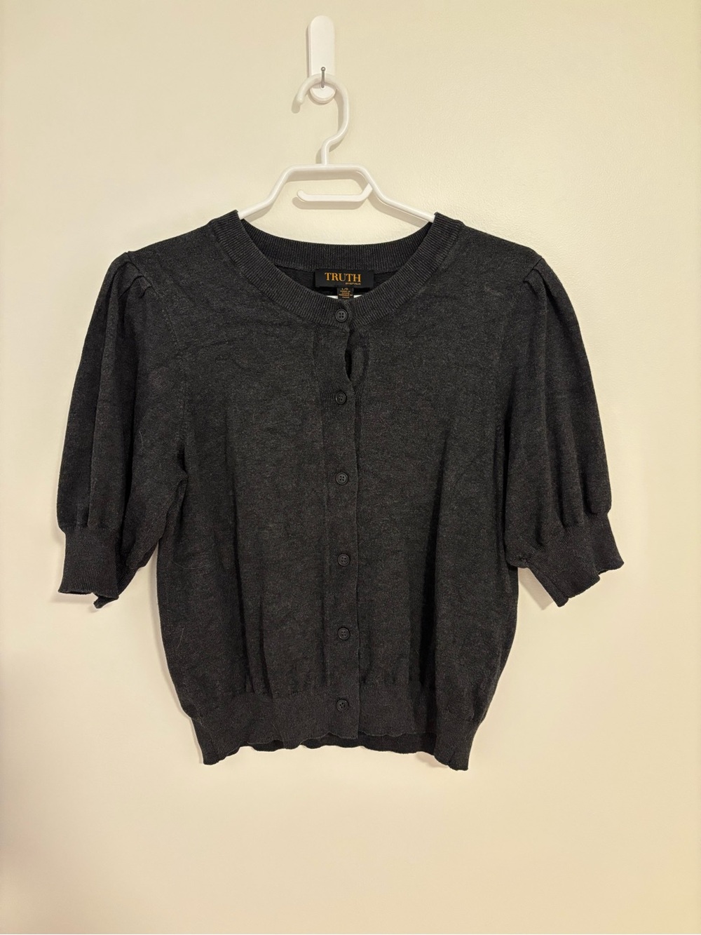Truth Black Short-Sleeve Button Front Cardigan